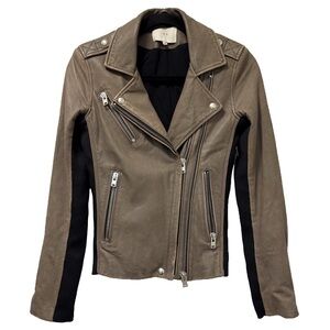 IRO Vikaspe tan genuine lamb leather biker jacket size 34